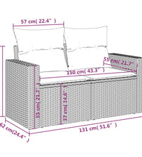 Gartensofa mit Kissen 2-Sitzer Beige Poly Rattan