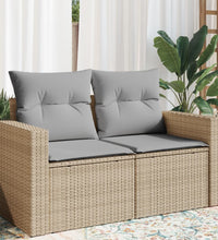 Gartensofa mit Kissen 2-Sitzer Beige Poly Rattan