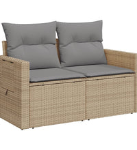 Gartensofa mit Kissen 2-Sitzer Beige Poly Rattan