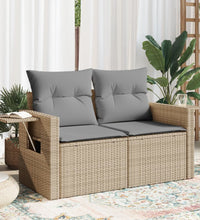 Gartensofa mit Kissen 2-Sitzer Beige Poly Rattan