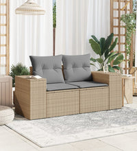 Gartensofa mit Kissen 2-Sitzer Beige Poly Rattan