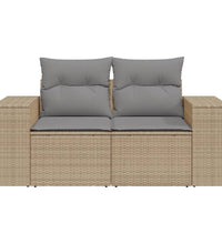 Gartensofa mit Kissen 2-Sitzer Beige Poly Rattan