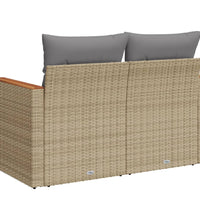 Gartensofa mit Kissen 2-Sitzer Beige Poly Rattan