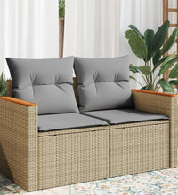 Gartensofa mit Kissen 2-Sitzer Beige Poly Rattan