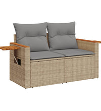 Gartensofa mit Kissen 2-Sitzer Beige Poly Rattan