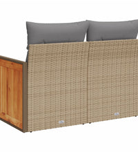 Gartensofa mit Kissen 2-Sitzer Beige Poly Rattan