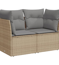 Gartensofa mit Kissen 2-Sitzer Beige Poly Rattan