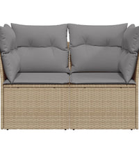 Gartensofa mit Kissen 2-Sitzer Beige Poly Rattan