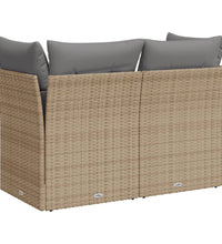 Gartensofa mit Kissen 2-Sitzer Beige Poly Rattan