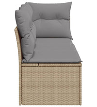 Gartensofa mit Kissen 3-Sitzer Beige Poly Rattan