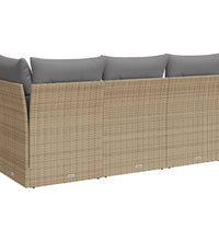 Gartensofa mit Kissen 3-Sitzer Beige Poly Rattan