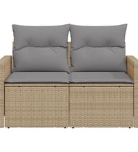 Gartensofa mit Kissen 2-Sitzer Beige Poly Rattan