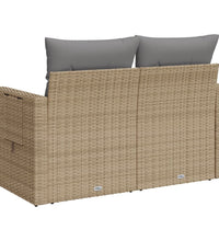 Gartensofa mit Kissen 2-Sitzer Beige Poly Rattan