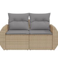 Gartensofa mit Kissen 2-Sitzer Beige Poly Rattan