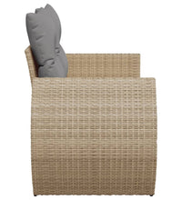 Gartensofa mit Kissen 2-Sitzer Beige Poly Rattan