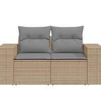 Gartensofa mit Kissen 2-Sitzer Beige Poly Rattan