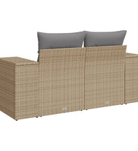 Gartensofa mit Kissen 2-Sitzer Beige Poly Rattan