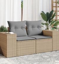 Gartensofa mit Kissen 2-Sitzer Beige Poly Rattan