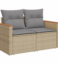 Gartensofa mit Kissen 2-Sitzer Beige Poly Rattan