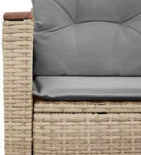 Gartensofa mit Kissen 2-Sitzer Beige Poly Rattan