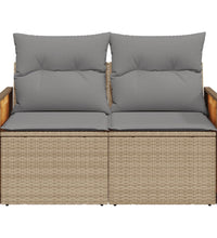 Gartensofa mit Kissen 2-Sitzer Beige Poly Rattan