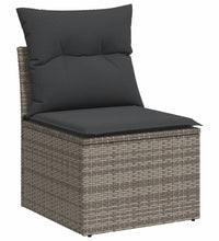 Gartensofa ohne Armlehnen mit Kissen Grau Poly Rattan