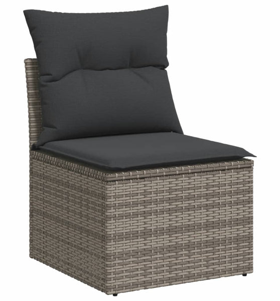 Gartensofa ohne Armlehnen mit Kissen Grau Poly Rattan