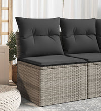 Gartensofa ohne Armlehnen mit Kissen Grau Poly Rattan