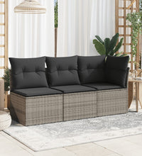 Garten-Ecksofa mit Kissen Grau Poly Rattan