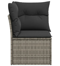 Garten-Ecksofa mit Kissen Grau Poly Rattan