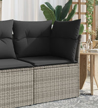 Garten-Ecksofa mit Kissen Grau Poly Rattan