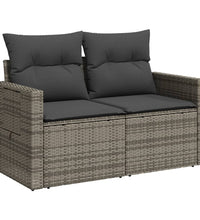 Gartensofa 2-Sitzer mit Kissen Grau Poly Rattan