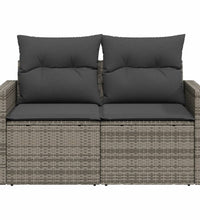 Gartensofa 2-Sitzer mit Kissen Grau Poly Rattan