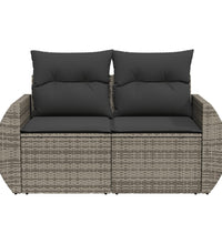 Gartensofa 2-Sitzer mit Kissen Grau Poly Rattan