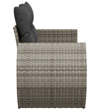 Gartensofa 2-Sitzer mit Kissen Grau Poly Rattan