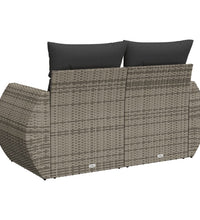 Gartensofa 2-Sitzer mit Kissen Grau Poly Rattan