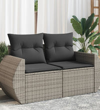 Gartensofa 2-Sitzer mit Kissen Grau Poly Rattan