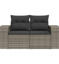 Gartensofa 2-Sitzer mit Kissen Grau Poly Rattan