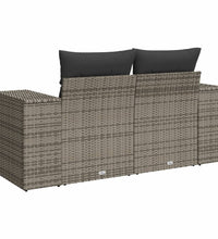 Gartensofa 2-Sitzer mit Kissen Grau Poly Rattan