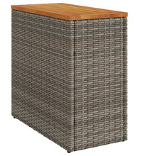 Garten-Beistelltisch mit Holzplatte Grau 58x27,5x55 cm Rattan