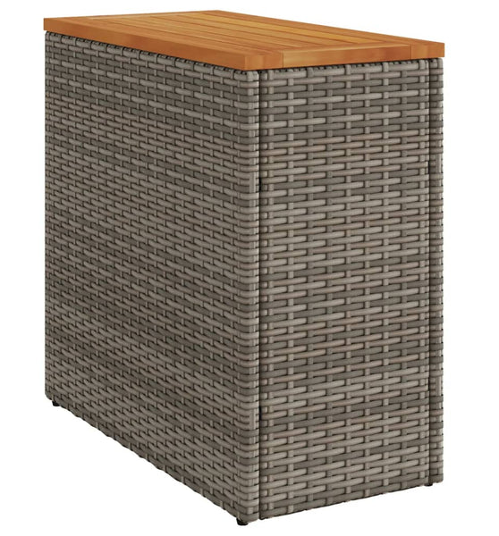 Garten-Beistelltisch mit Holzplatte Grau 58x27,5x55 cm Rattan