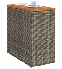 Garten-Beistelltisch mit Holzplatte Grau 58x27,5x55 cm Rattan