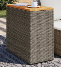 Garten-Beistelltisch mit Holzplatte Grau 58x27,5x55 cm Rattan