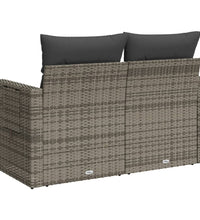 Gartensofa 2-Sitzer mit Kissen Grau Poly Rattan