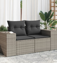 Gartensofa 2-Sitzer mit Kissen Grau Poly Rattan