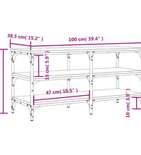 Schuhbank Schwarz 100x38,5x49cm Holzwerkstoff