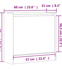 Schuhregal Braun Eichen-Optik 60x21x57 cm Holzwerkstoff
