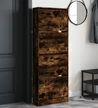 Schuhschrank Räuchereiche 60x21x163,5 cm Holzwerkstoff