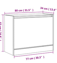 Schuhschrank Betongrau 80x34x63 cm Holzwerkstoff