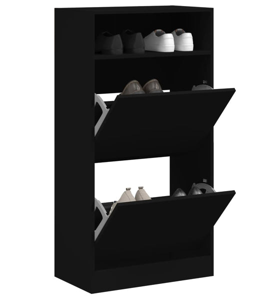 Schuhschrank Schwarz 60x34x116 cm Holzwerkstoff